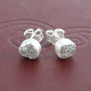 Rough Diamond Sterling Silver Stud Earrings, 5 of 6