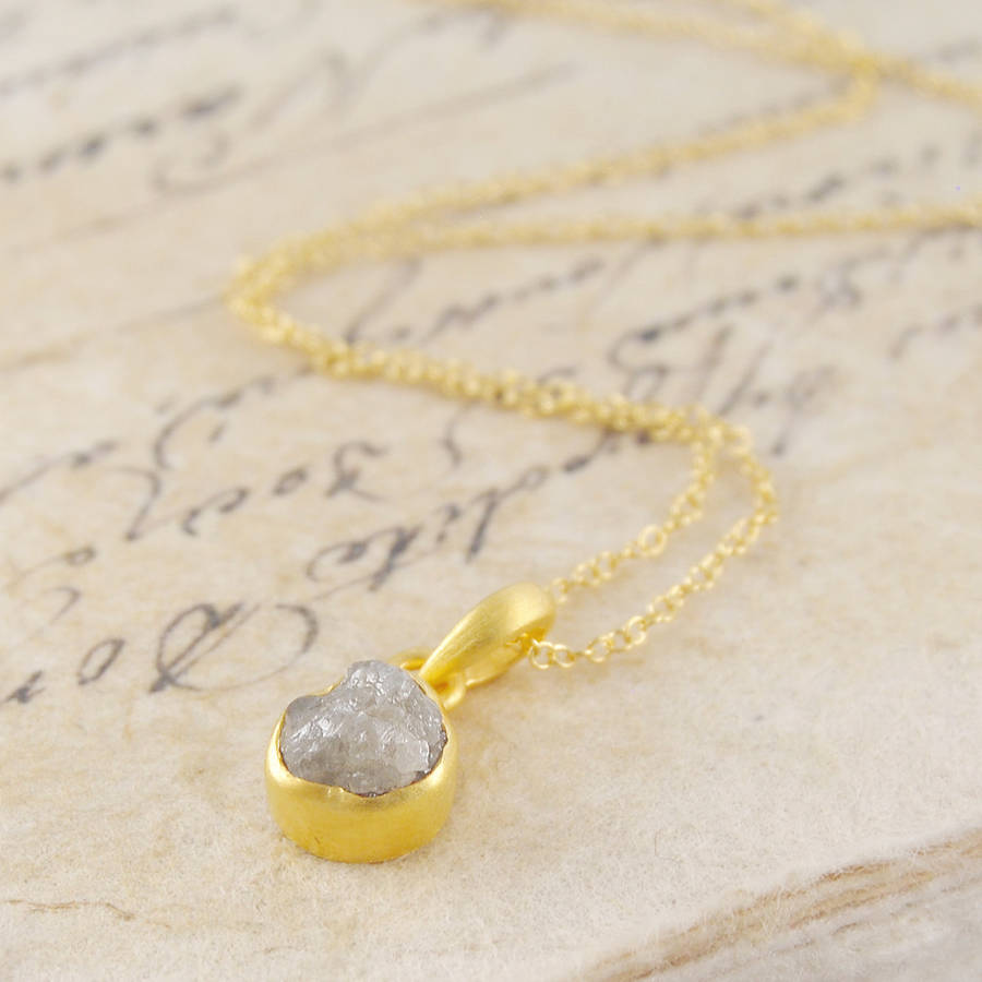 Rough Diamond April Birthstone Gold Plated Necklace, 1 of 3