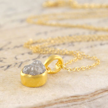 Rough Diamond April Birthstone Gold Plated Necklace, 2 of 3