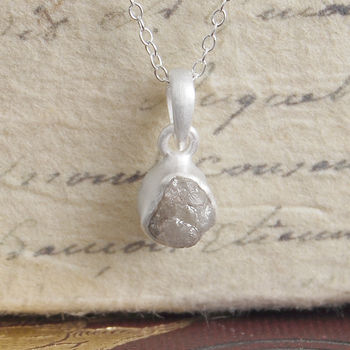 Rough Diamond April Birthstone Sterling Silver Necklace, 2 of 3