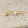 Raw Diamond April Birthstone Gold Plated Drop Earrings, thumbnail 2 of 3