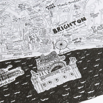 Brighton And Hove Hand Drawn Map Print By Lovely Jojo's ...