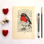 Robin Screen Print On Vintage Book Page, thumbnail 1 of 9