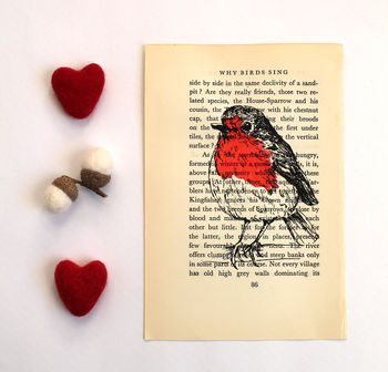 Robin Screen Print On Vintage Book Page, 3 of 9