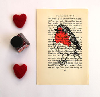 Robin Screen Print On Vintage Book Page, 4 of 9