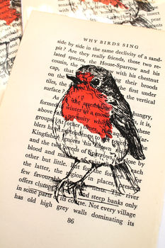 Robin Screen Print On Vintage Book Page, 6 of 9