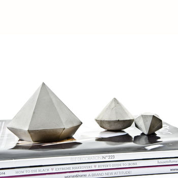 Set Of Three Concrete Diamond Paperweights, 3 of 6