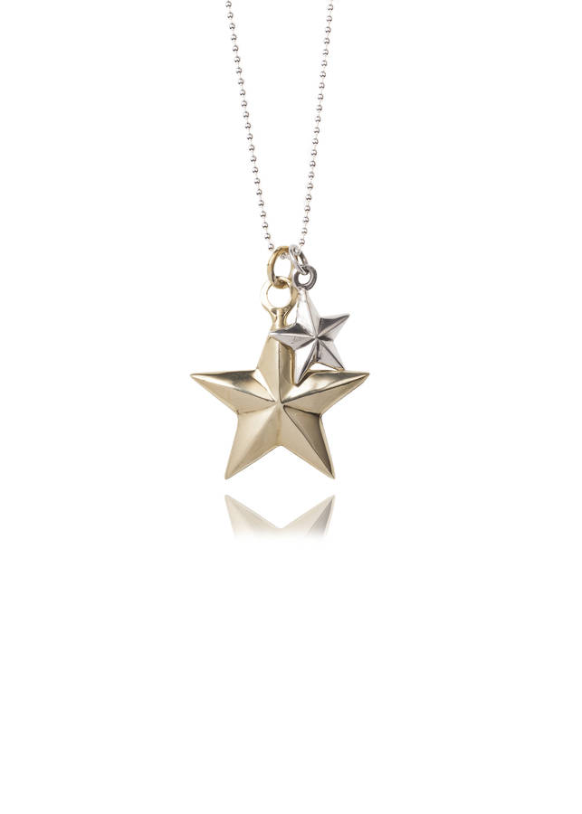 Brass And Silver Star Necklace By Silver Service Jewellery