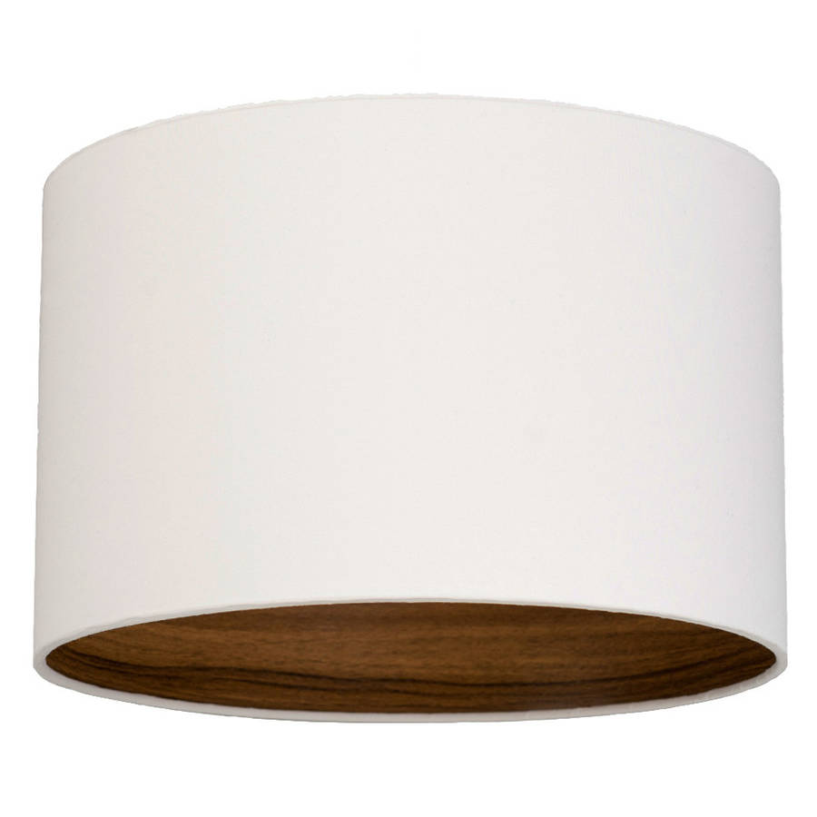 Walnut Wood Effect Drum Lamp Shade 40 Colours By Quirk