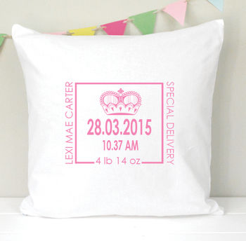 Personalised Baby Birth Details Cushion, 2 of 3
