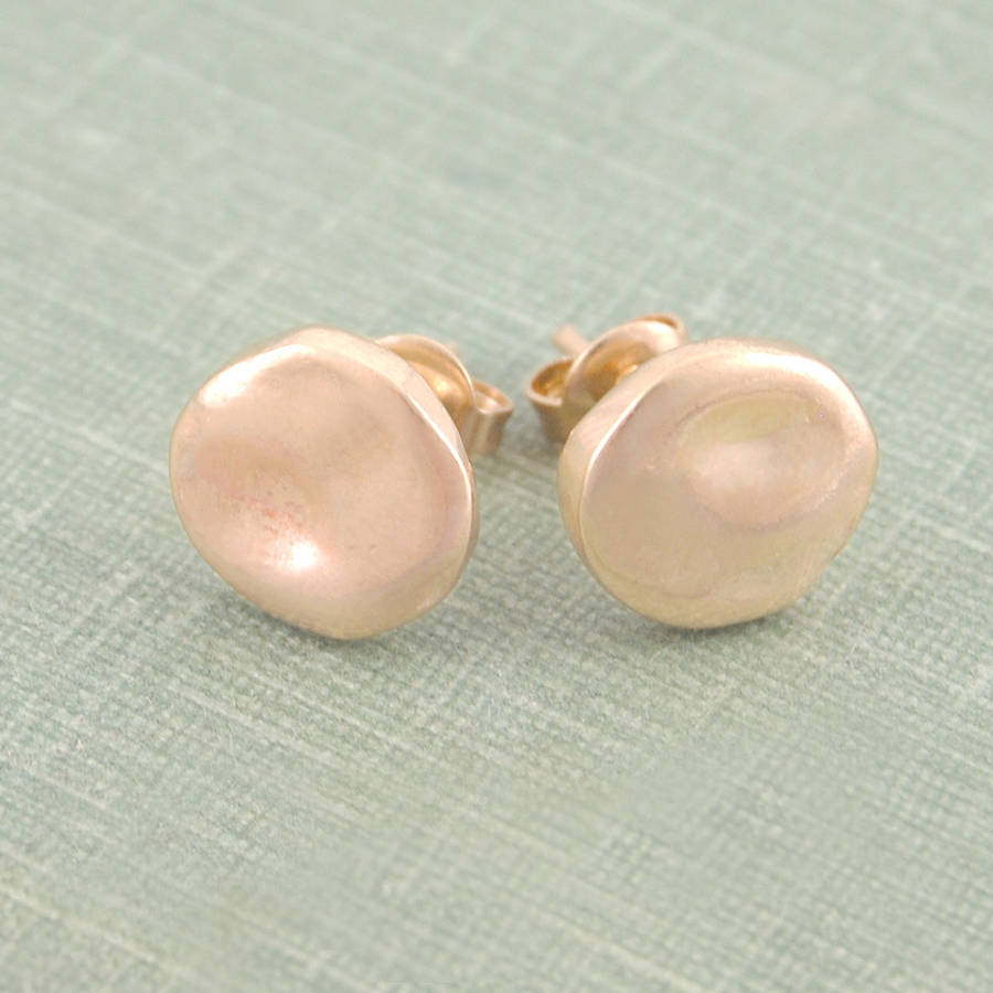 Organic Rose Gold Round Stud Earrings By Otis Jaxon Silver Jewellery Organic Rose Gold Round Stud Earrings