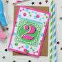 Kids' Age Number Block Print Birthday Cards, thumbnail 2 of 10