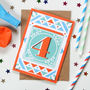 Kids' Age Number Block Print Birthday Cards, thumbnail 4 of 10