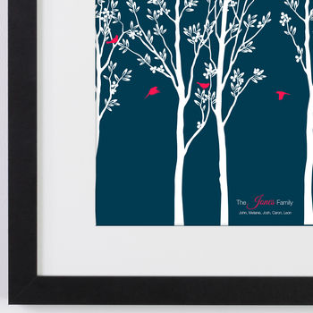 Personalised Flying Family Of Birds In Trees, 6 of 12