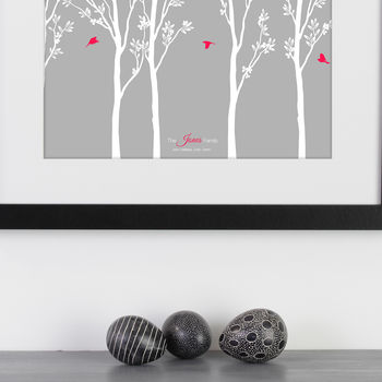 Personalised Flying Family Of Birds In Trees, 8 of 12