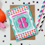 Kids' Age Number Block Print Birthday Cards, thumbnail 8 of 10