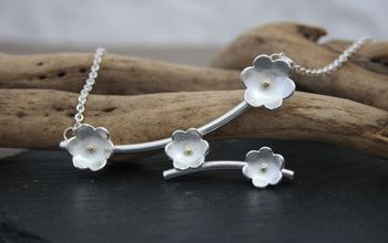 Handmade Silver And Gold Flower Branch Necklace, 3 of 7