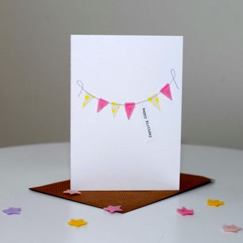 'Happy Birthday' Stitched Bunting Card, 2 of 4