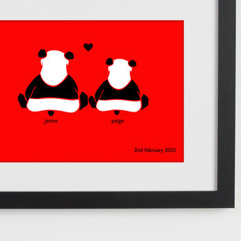 Personalised Significant Date With Two Loving Pandas, 2 of 8