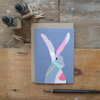 Rabbit Hare Greetings Card, 3 of 4