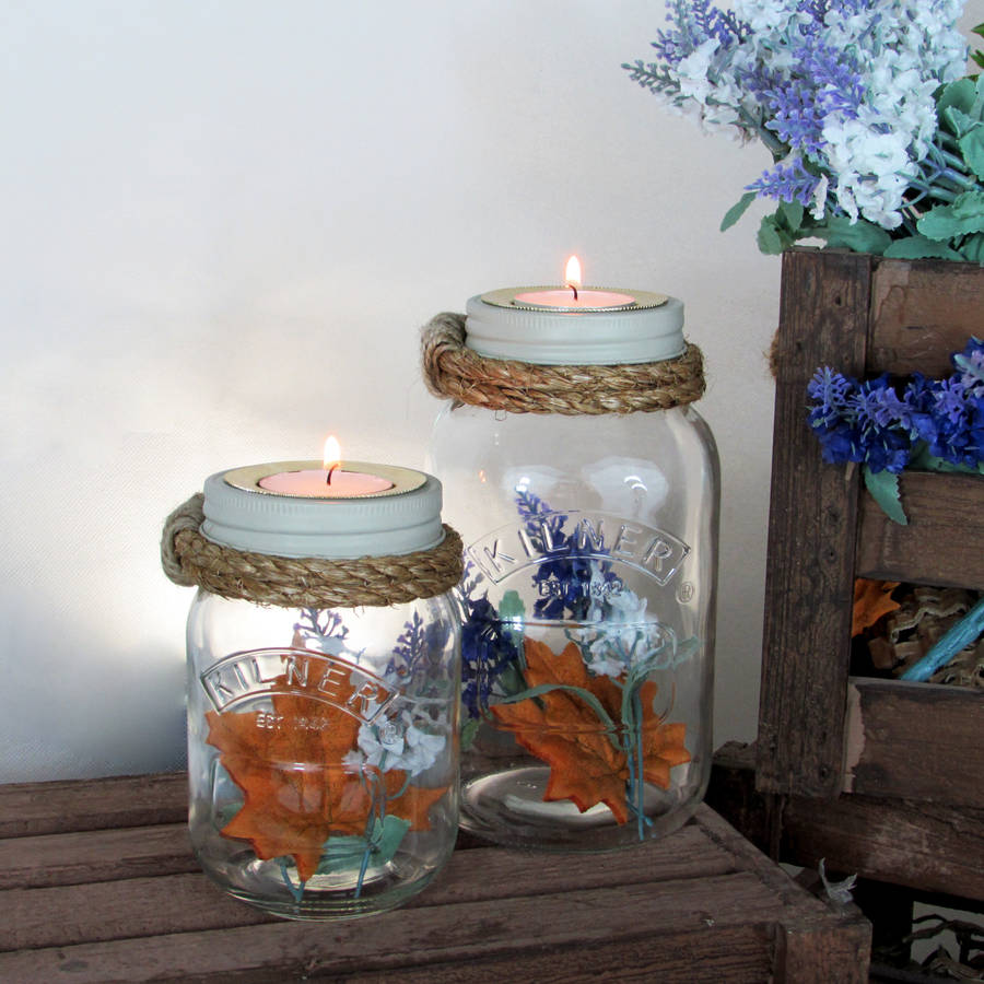decorative jam jar vase and candle holder by unique's co