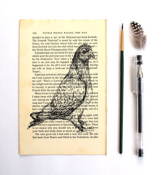 Pigeon Screen Print On Vintage Book Page, 3 of 6