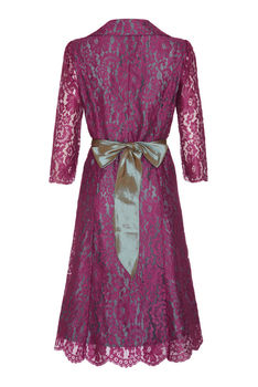 1950s Style Full Skirted Dress In Rose Flower Lace, 4 of 4