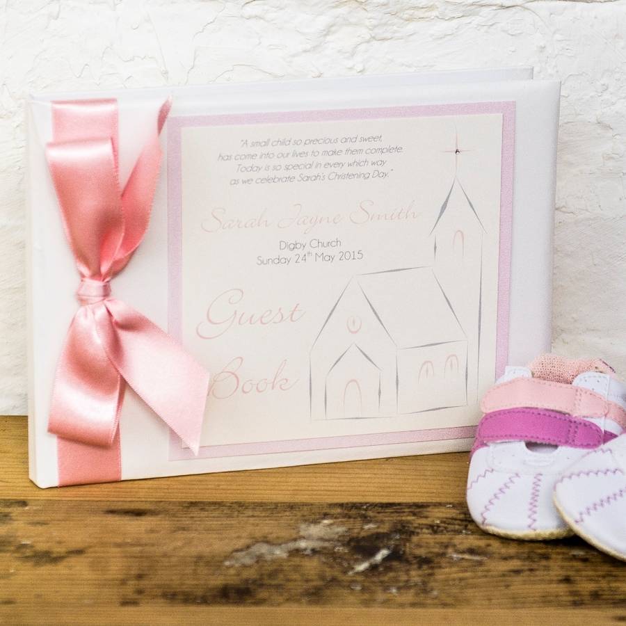 personalised christening guest book by dreams to reality design ltd