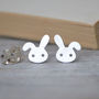 Bunny Earring Studs With Floppy Ears In Sterling Silver, thumbnail 1 of 6