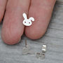Bunny Earring Studs With Floppy Ears In Sterling Silver, thumbnail 2 of 6