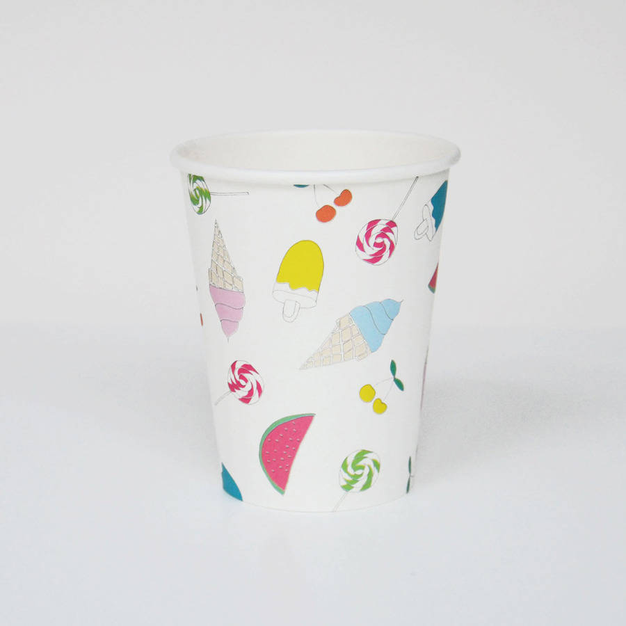 Eight Summer Time Paper Cups By Little Lulubel | notonthehighstreet.com