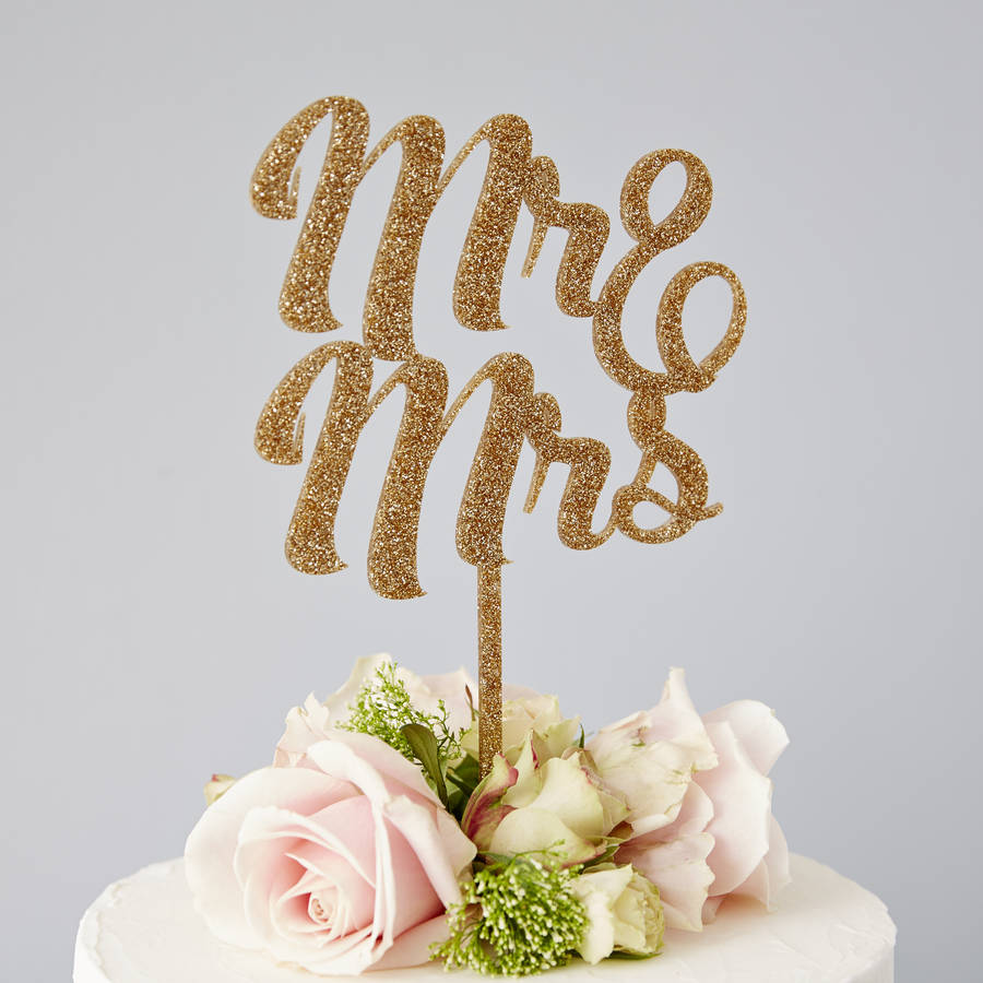 Glitter Mr and Mrs Wedding Cake Topper in your by ChicagoFactory