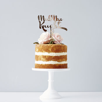 Personalised Calligraphy Wedding Cake Topper, 2 of 8