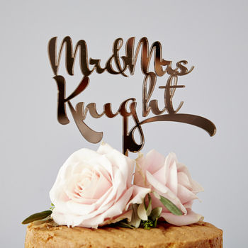 Personalised Calligraphy Wedding Cake Topper, 8 of 8