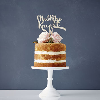 Personalised Calligraphy Wedding Cake Topper, 7 of 8