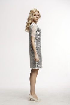 Donna Lace Overlay Dress With Sheer Sleeves, 2 of 3
