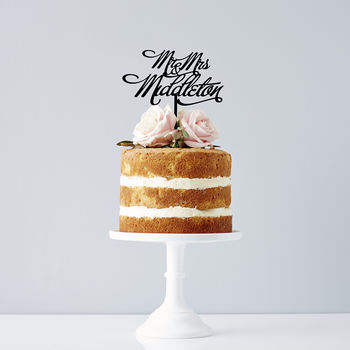 Personalised Mr And Mrs Elegant Wedding Cake Topper, 2 of 8