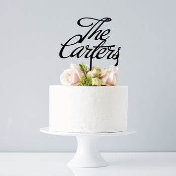 Personalised Surname Elegant Wedding Cake Topper, 2 of 7