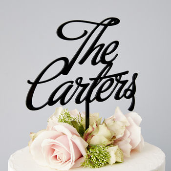 Personalised Surname Elegant Wedding Cake Topper, 6 of 7