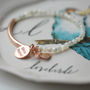 Mother Of Pearl Stretch Rose Gold Beaded Bracelet, thumbnail 1 of 6