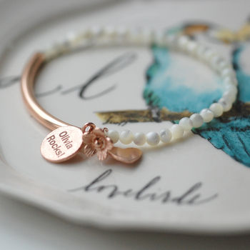 Mother Of Pearl And Rose Gold Bracelet By Oh So Cherished Mother Of Pearl And Rose Gold Bracelet