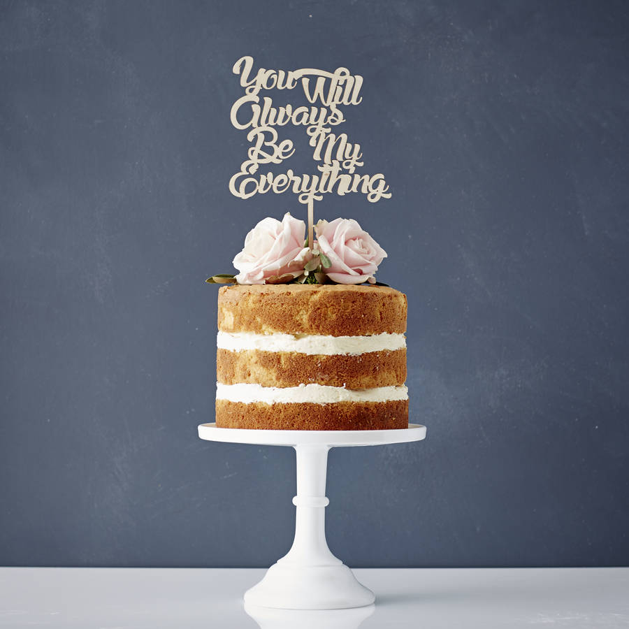 Personalised Song Lyrics Wooden Wedding Cake Topper, 1 of 4