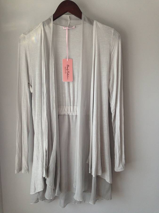 Sheer Long Double Layer Cardigan Silver Grey By Law and Co ...