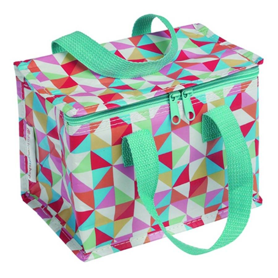 multi coloured geometric thermal lunch bag by posh totty designs ...