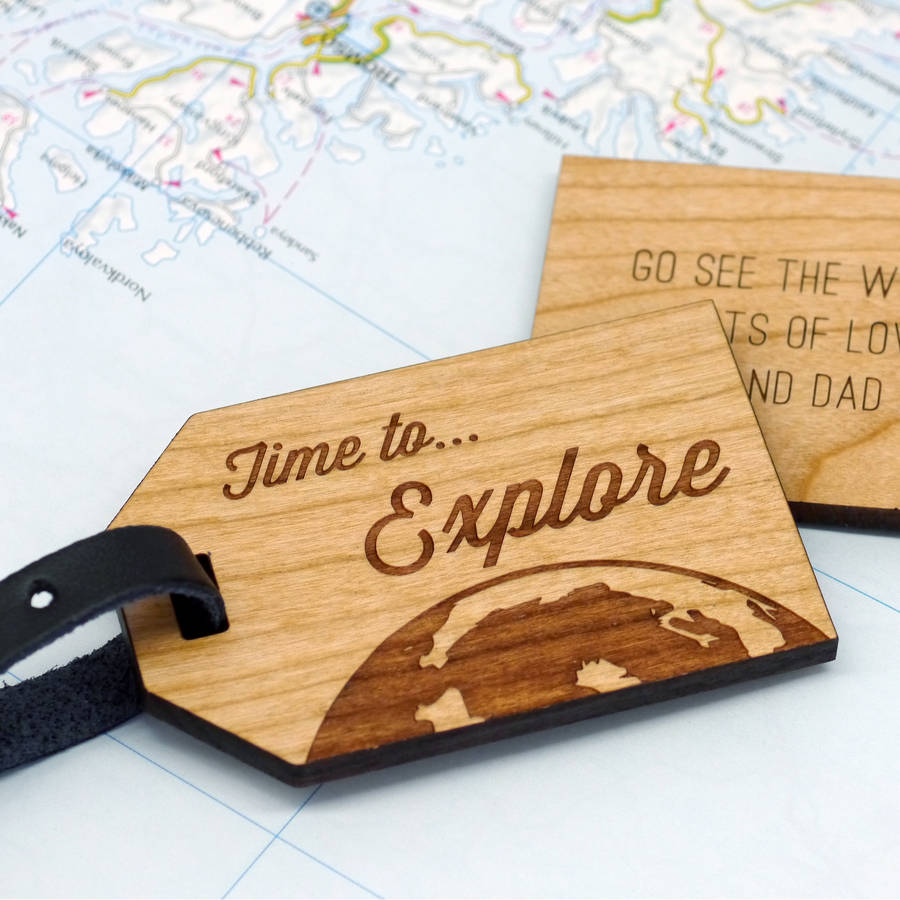 Personalised Wooden Explore Luggage Tag By Maria Allen Boutique
