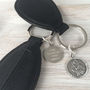 Personalised Silver St Christopher Oval Leather Keyring, thumbnail 2 of 7