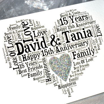 Personalised 15th Wedding Anniverary Love Sparkle Card, 2 of 6