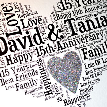 Personalised 15th Wedding Anniverary Love Sparkle Card, 5 of 6