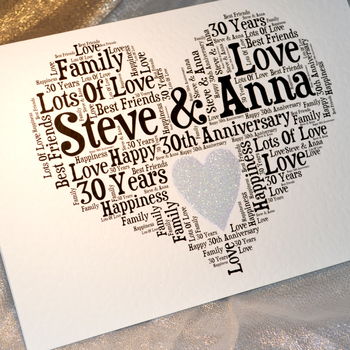 Personalised 30th Wedding Anniversary Love Sparkle Card, 6 of 9