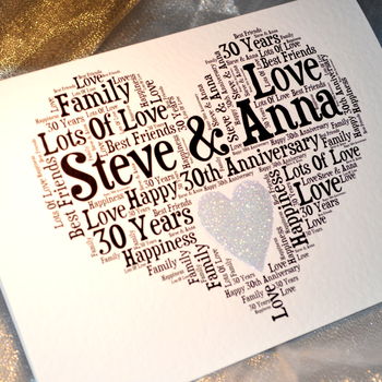 Personalised 30th Wedding Anniversary Love Sparkle Card, 7 of 9